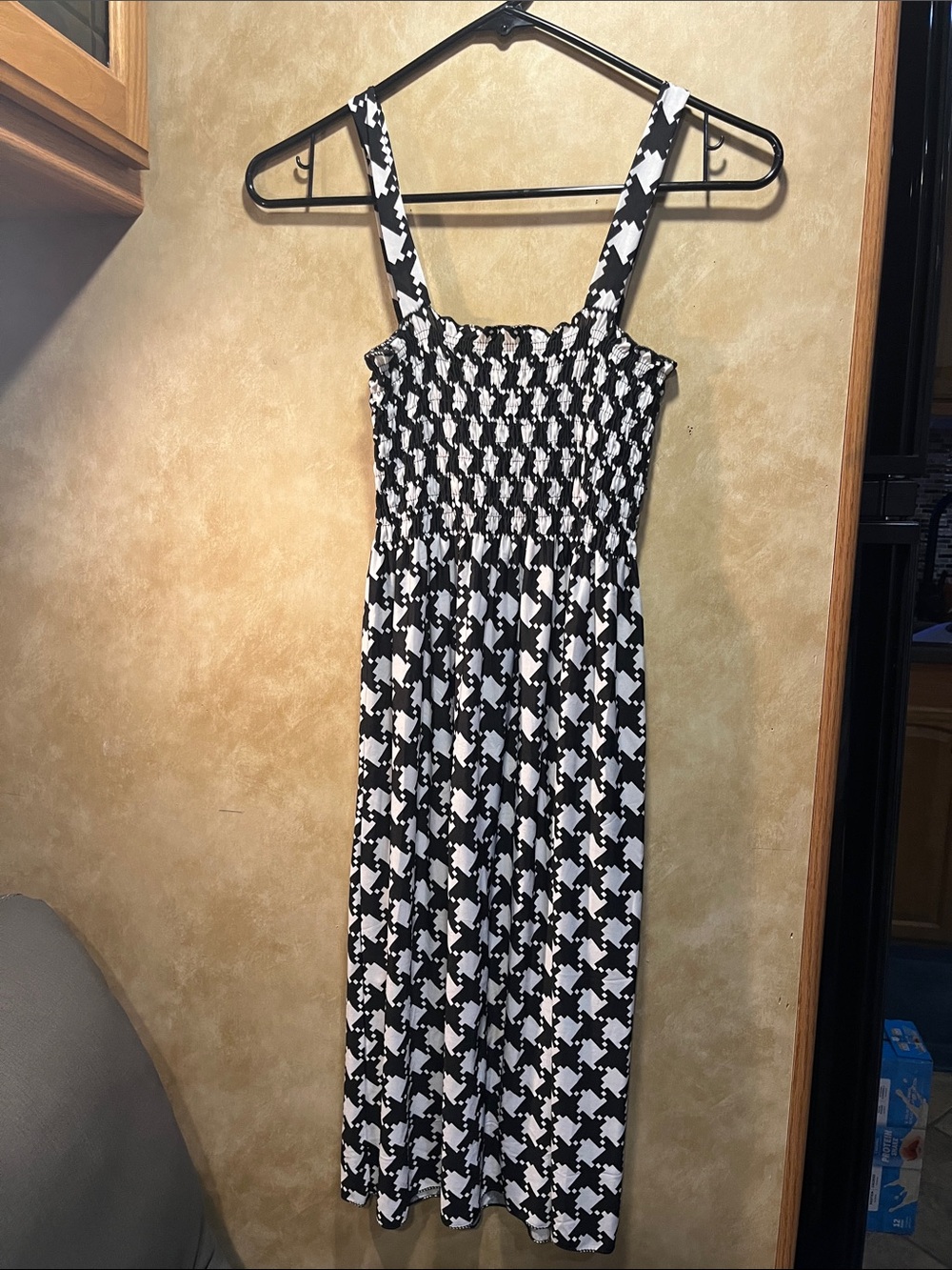 Black & White Printed Smocked Sundress